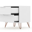 Manhattan Comfort Rockefeller Mid-Century Modern 20" Nightstand in White (2-Drawer) - Set of 2