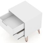 Manhattan Comfort Rockefeller Mid-Century Modern 20" Nightstand in White (2-Drawer) - Set of 2
