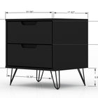 Manhattan Comfort Rockefeller Mid-Century Modern 20" Nightstand in Black (2-Drawer) - Set of 2