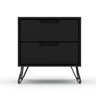 Manhattan Comfort Rockefeller Mid-Century Modern 20" Nightstand in Black (2-Drawer) - Set of 2