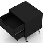 Manhattan Comfort Rockefeller Mid-Century Modern 20" Nightstand in Black (2-Drawer) - Set of 2
