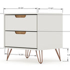 Manhattan Comfort Rockefeller Mid-Century Modern 20" Nightstand in Off White (2-Drawer) - Set of 2 - 2-102GMC3