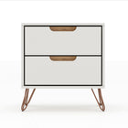 Manhattan Comfort Rockefeller Mid-Century Modern 20" Nightstand in Off White (2-Drawer) - Set of 2 - 2-102GMC3