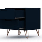 Manhattan Comfort Rockefeller Mid-Century Modern 20" Nightstand in Midnight Blue (2-Drawer) - Set of 2