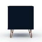 Manhattan Comfort Rockefeller Mid-Century Modern 20" Nightstand in Midnight Blue (2-Drawer) - Set of 2
