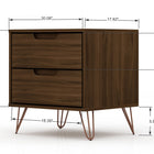 Manhattan Comfort Rockefeller Mid-Century Modern 20" Nightstand in Chestnut Brown (2-Drawer) - Set of 2