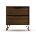 Manhattan Comfort Rockefeller Mid-Century Modern 20" Nightstand in Chestnut Brown (2-Drawer) - Set of 2