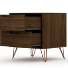 Manhattan Comfort Rockefeller Mid-Century Modern 20" Nightstand in Chestnut Brown (2-Drawer) - Set of 2