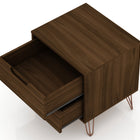 Manhattan Comfort Rockefeller Mid-Century Modern 20" Nightstand in Chestnut Brown (2-Drawer) - Set of 2
