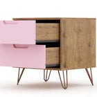 Manhattan Comfort Rockefeller Mid-Century Modern 20" Nightstand in Pink (2-Drawer) - Set of 2