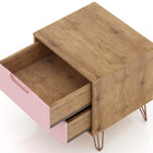 Manhattan Comfort Rockefeller Mid-Century Modern 20" Nightstand in Pink (2-Drawer) - Set of 2