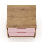 Manhattan Comfort Rockefeller Mid-Century Modern 20" Nightstand in Pink (2-Drawer) - Set of 2