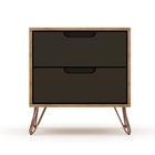 Manhattan Comfort Rockefeller Mid-Century Modern 20" Nightstand in Gray (2-Drawer) - Set of 2