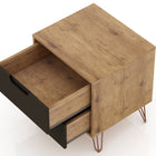Manhattan Comfort Rockefeller Mid-Century Modern 20" Nightstand in Gray (2-Drawer) - Set of 2