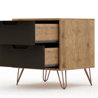 Manhattan Comfort Rockefeller Mid-Century Modern 20" Nightstand in Gray (2-Drawer) - Set of 2