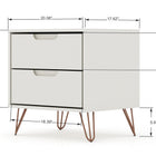 Manhattan Comfort Rockefeller Mid-Century Modern 20" Nightstand in Off White (2-Drawer) - Set of 2 - 2-102GMC8