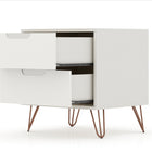 Manhattan Comfort Rockefeller Mid-Century Modern 20" Nightstand in Off White (2-Drawer) - Set of 2 - 2-102GMC8