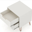 Manhattan Comfort Rockefeller Mid-Century Modern 20" Nightstand in Off White (2-Drawer) - Set of 2 - 2-102GMC8