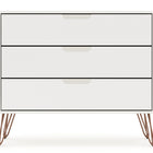 Manhattan Comfort Rockefeller Mid-Century Modern 35" Dresser in White (3-Drawer) - Set of 2