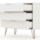 Manhattan Comfort Rockefeller Mid-Century Modern 35" Dresser in White (3-Drawer) - Set of 2