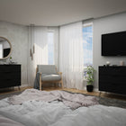 Manhattan Comfort Rockefeller Mid-Century Modern 35" Dresser in Black (3-Drawer) - Set of 2