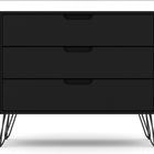 Manhattan Comfort Rockefeller Mid-Century Modern 35" Dresser in Black (3-Drawer) - Set of 2