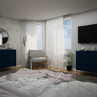 Manhattan Comfort Rockefeller Mid-Century Modern 35" Dresser in Midnight Blue (3-Drawer) - Set of 2