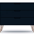 Manhattan Comfort Rockefeller Mid-Century Modern 35" Dresser in Midnight Blue (3-Drawer) - Set of 2