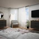 Manhattan Comfort Rockefeller Mid-Century Modern 35" Dresser in Gray (3-Drawer) - Set of 2