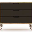 Manhattan Comfort Rockefeller Mid-Century Modern 35" Dresser in Gray (3-Drawer) - Set of 2