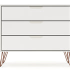 Manhattan Comfort Rockefeller Mid-Century Modern 35" Dresser in Off White (3-Drawer) - Set of 2 - 2-103GMC8