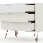 Manhattan Comfort Rockefeller Mid-Century Modern 35" Dresser in Off White (3-Drawer) - Set of 2 - 2-103GMC8