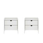 Manhattan Comfort Coney Mid-Century Modern 20" Nightstand in White (2-Drawer) - Set of 2
