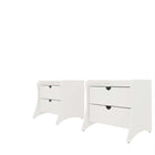 Manhattan Comfort Coney Mid-Century Modern 20" Nightstand in White (2-Drawer) - Set of 2