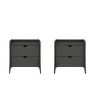 Manhattan Comfort Coney Mid-Century Modern 20" Nightstand in Charcoal Gray (2-Drawer) - Set of 2