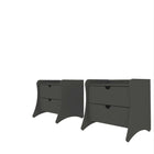 Manhattan Comfort Coney Mid-Century Modern 20" Nightstand in Charcoal Gray (2-Drawer) - Set of 2