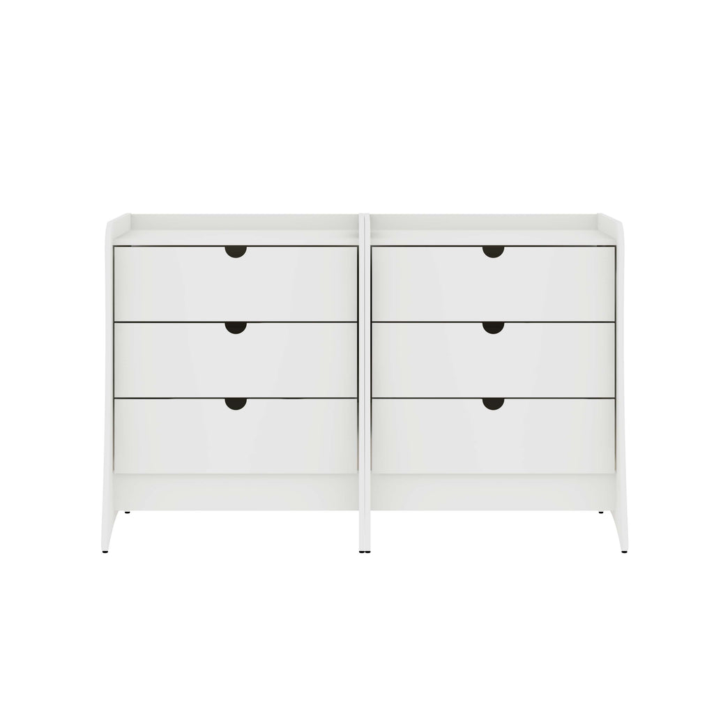 Manhattan Comfort Coney Mid-Century Modern 28" Nightstand in White (3-Drawer) - Set of 2