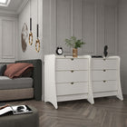 Manhattan Comfort Coney Mid-Century Modern 28" Nightstand in White (3-Drawer) - Set of 2