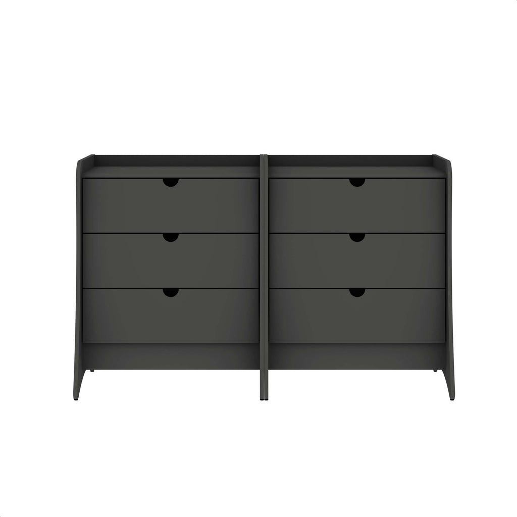 Manhattan Comfort Coney Mid-Century Modern 28" Nightstand in Charcoal Gray (3-Drawer) - Set of 2