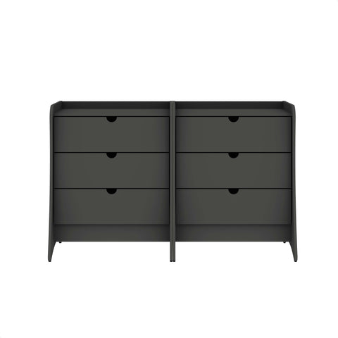 Manhattan Comfort Coney Mid-Century Modern 28" Nightstand in Charcoal Gray (3-Drawer) - Set of 2
