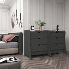 Manhattan Comfort Coney Mid-Century Modern 28" Nightstand in Charcoal Gray (3-Drawer) - Set of 2
