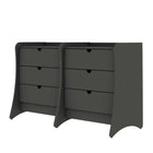 Manhattan Comfort Coney Mid-Century Modern 28" Nightstand in Charcoal Gray (3-Drawer) - Set of 2
