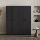 Manhattan Comfort Cornelia Modern 30" Storage Cabinet in Black (7-Shelf) - Set of 2