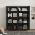 Manhattan Comfort Cornelia Modern 30" Storage Cabinet in Black (7-Shelf) - Set of 2