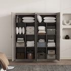 Manhattan Comfort Cornelia Modern 30" Storage Cabinet in Gray (7-Shelf) - Set of 2