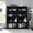 Manhattan Comfort Hopkins Modern 30" Storage Cabinet in Black (7-Shelf) - Set of 2