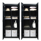 Manhattan Comfort Hopkins Modern 30" Storage Cabinet in Black (7-Shelf) - Set of 2