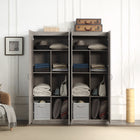 Manhattan Comfort Hopkins Modern 30" Storage Cabinet in Gray (7-Shelf) - Set of 2
