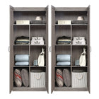 Manhattan Comfort Hopkins Modern 30" Storage Cabinet in Gray (7-Shelf) - Set of 2