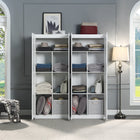 Manhattan Comfort Hopkins Modern 30" Storage Cabinet in White (7-Shelf) - Set of 2